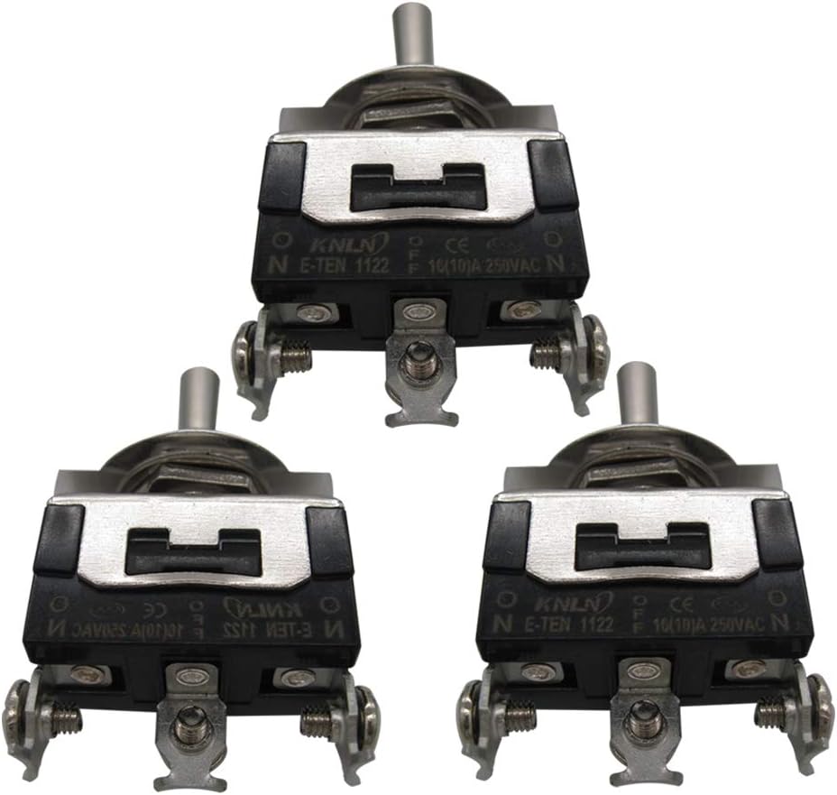 mxuteuk 3pcs Heavy Duty Rocker Toggle Switch 15A 250V SPDT ON/OFF/ON 3 Terminal 3 Position + 5pcs Metal Knob Cover Cap Waterproof - Image 3