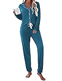 Ekouaer Pajamas Set Long Sleeve Sleepwear Womens