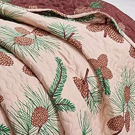 Virah Bella 3 Piece Full/Queen Cabin Quilt Bedding Set - Forest Pines - Rustic Country Reversible Patchwork Comforter… 61gGdnvvIsL