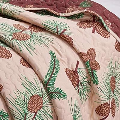 Virah Bella 3 Piece Full/Queen Cabin Quilt Bedding Set - Forest Pines - Rustic Country Reversible Patchwork Comforter… 61gGdnvvIsL