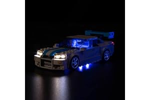 BrickBling LED Light Kit Compatible with Lego Speed Champions Fast & Furious Nissan Skyline GT-R (R34) Toy Car Building Set, Blue Underglow Lights Compatible with Lego 76917 - Not Come with Model