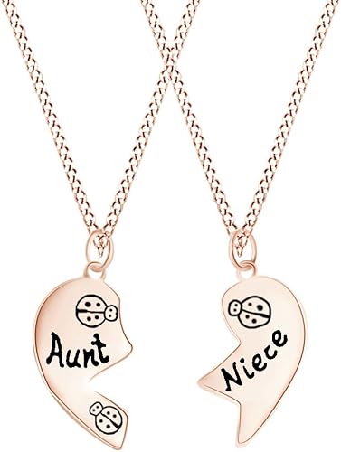 aunt and niece heart necklace