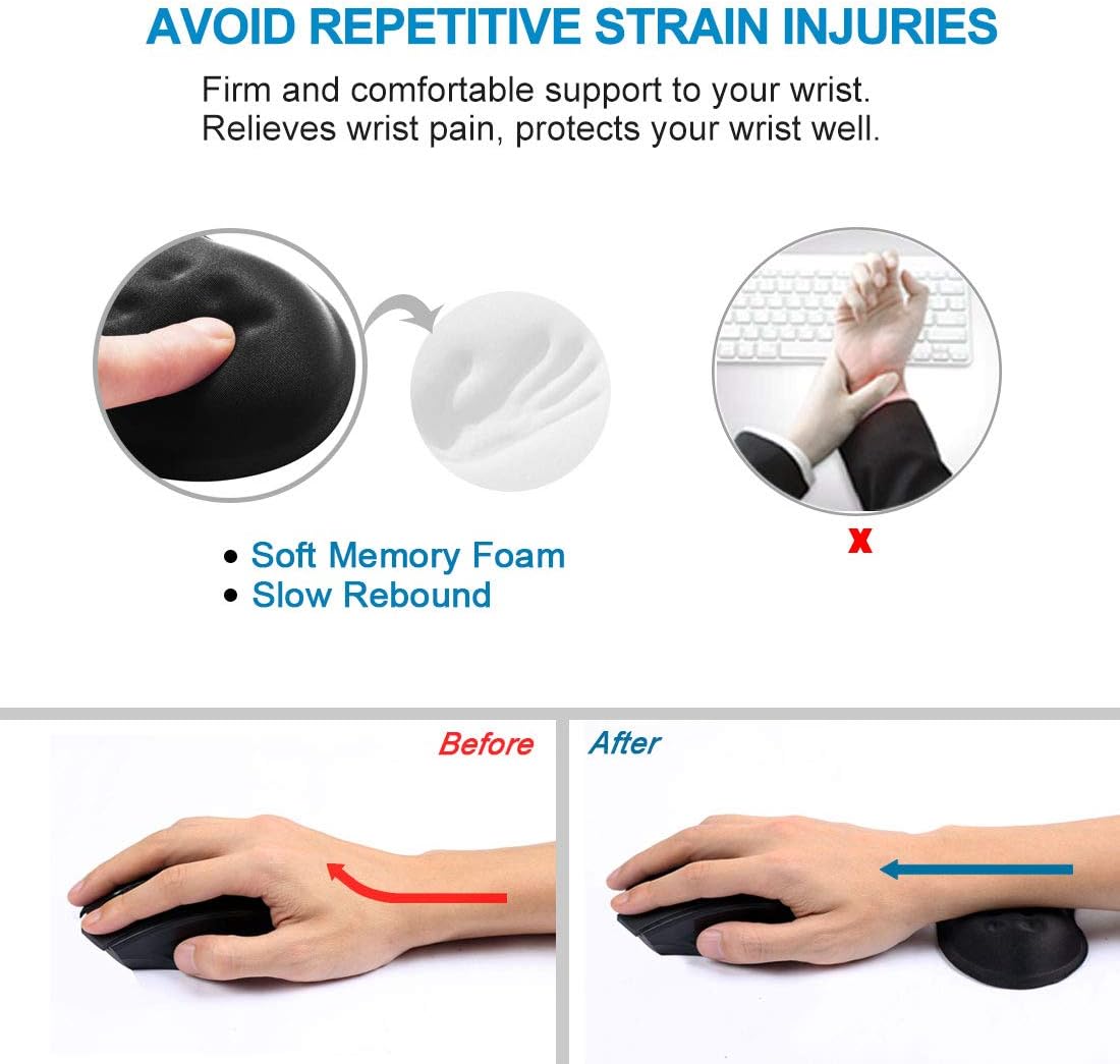 Vankey Soft Memory Foam Mouse Wrist Rest Support, Cool Ergonomic Hand Rest Support for Computer, Laptop, Office, PC Gaming - Massage Holes Design - Easy Typing Wrist Pain Relief and Repair : Office Products