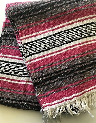 Mexitems Mexican Falsa Blanket Authentic 52" X 72" Pick Your Own Color (Magenta/Grey/Black)