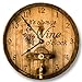 Its always WINE o'clock wall clock - PRINTED IMAGE of wood cask lid - rustic cabin bar home decor