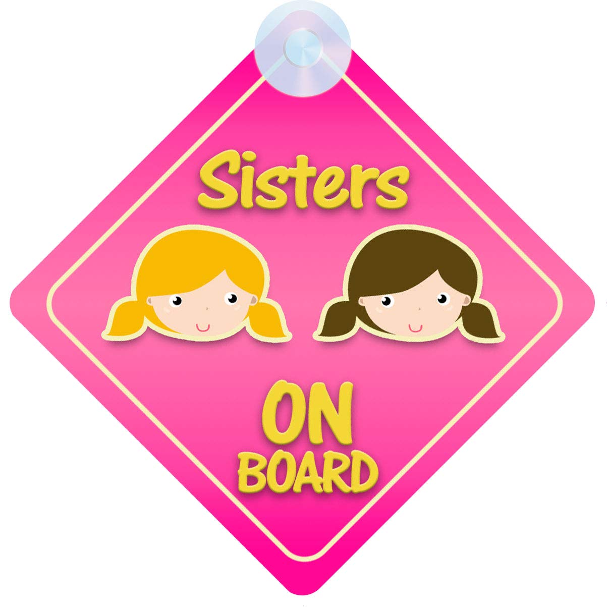 Sisters on Board Car Sign for Children/Baby Girls Non Personalised Character Theme