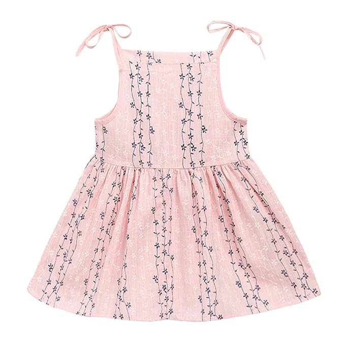 feiXIANG Mädchen Ärmellos Urlaub Kleider Blume gestreifte Party Dress Kleinkind Baby Bekleidung Kleid Basic