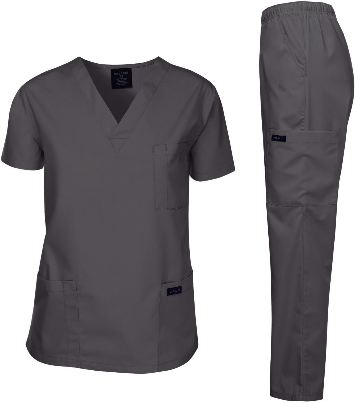 Dagacci Scrubs Medical Uniform Unisex Scrubs Set Medical Scrubs Top and Pants