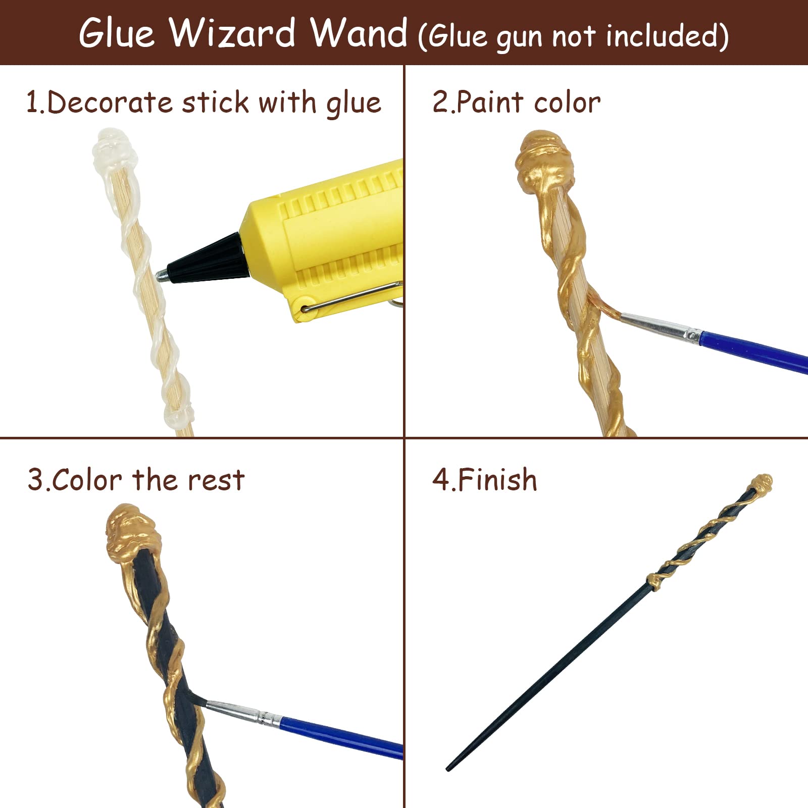 Magic Wand Making Kit for Kids Adults DIY Craft Set Wizard Birthday Party Supplies Make Your Own 8 Wands (24-Piece)