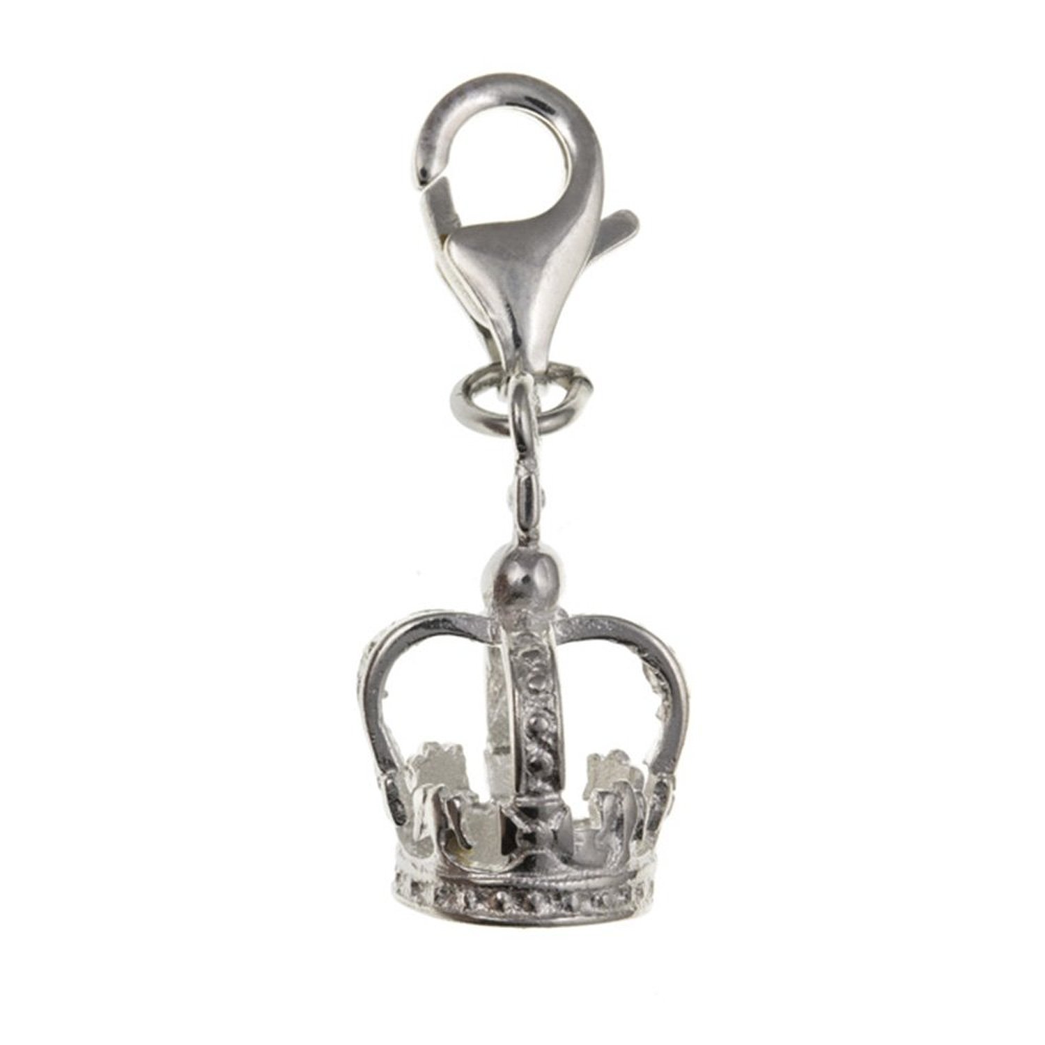 Royal Crown Sterling Silver Clip On Charm Pendant with Lobster Clasp for Women - Compatible with Thomas Sabo Charms Bracelet - Women's Clasp Charms