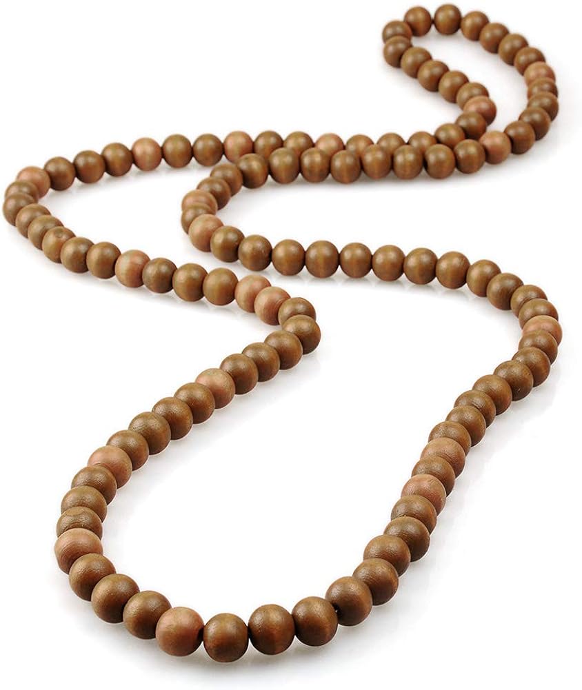 EVBEA Indian & African Fusion Wooden Pray Bead Necklace, 30 Inch, Brown, Women's, 108 Beads, Long Beads Necklace