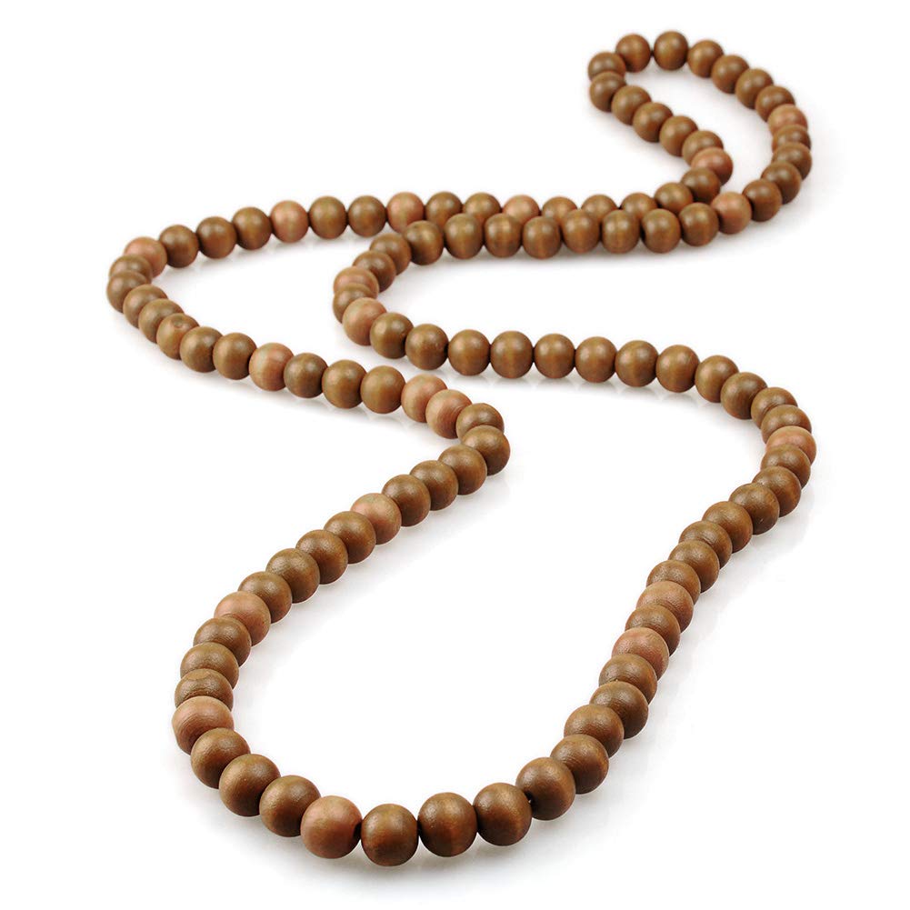 EVBEA Indian & African Fusion Wooden Pray Bead Necklace, 30 Inch, Brown, Women's, 108 Beads