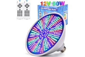 CYNLINK Led Pool Lights for Inground Pool, 12V 50W RGB Color Changing Pool Light Bulb, E26 Replacement Bulbs for 500W Pentair and Hayward Fixture with Remote Control