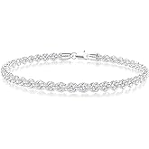 nometo 925 Sterling Silver Rope Chain Bracelet Box Chain Bracelet 2mm3mm5mm Silver/Gold Plated Bracelet for Men Women Silver Bracelet 6.5-9 Inches