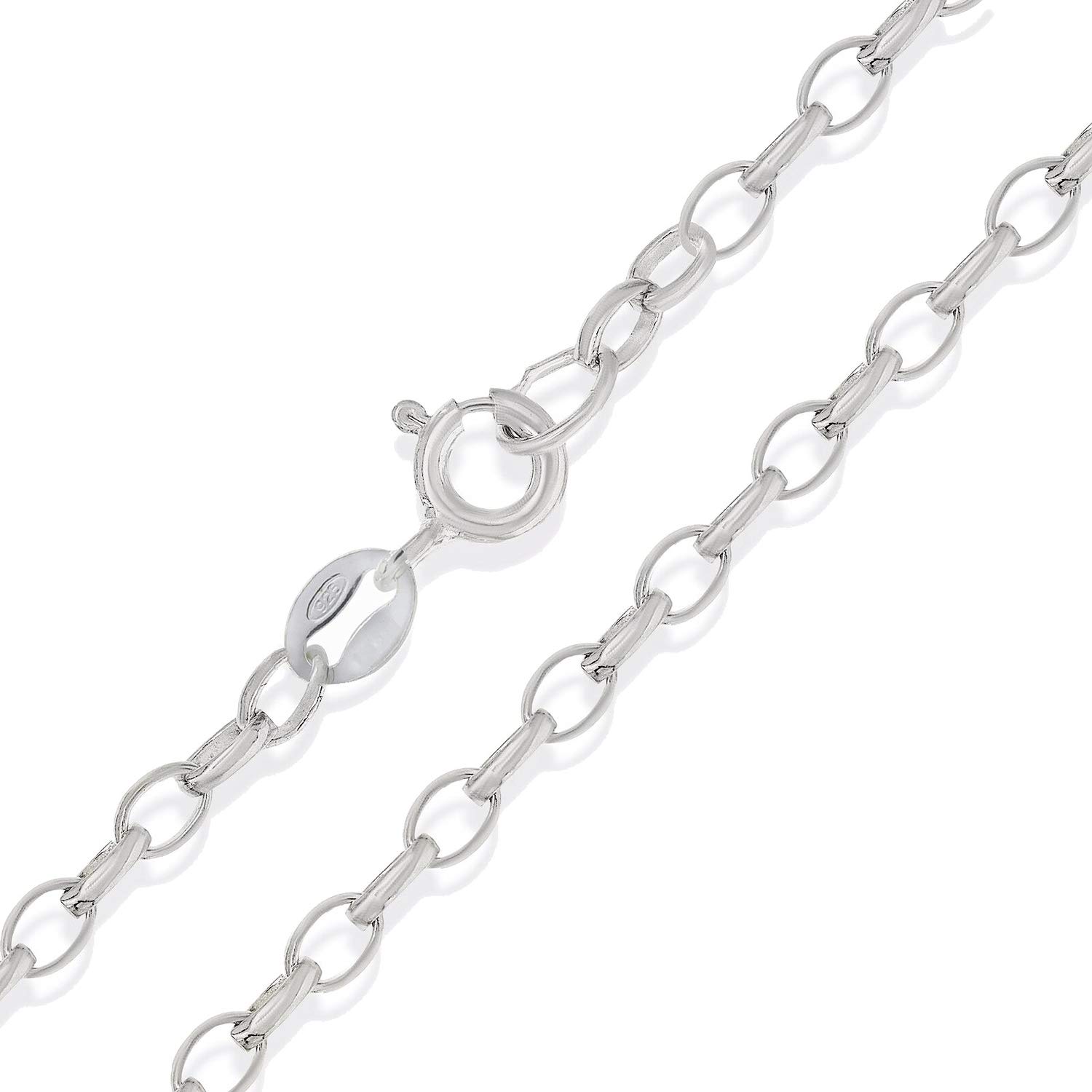 24" Inch Sterling Silver 3 mm Thick Oval Link Belcher/Rolo Chain Necklace for MEN Unisex - Weight: 6.7 Grams. SKRO90