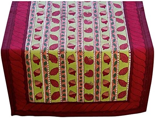 Couleur Nature Table Runner, 16 by 90-Inch, Noix Red/Green