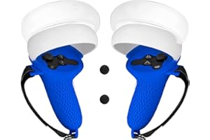 HCHRVR for Meta Quest 2 Controller Grips Accessories, Anti-Throw Silicone Grip Cover Protector with Knuckle Straps 。Anti-Bumping Silicone Halo Cover with Protection. (Blue)