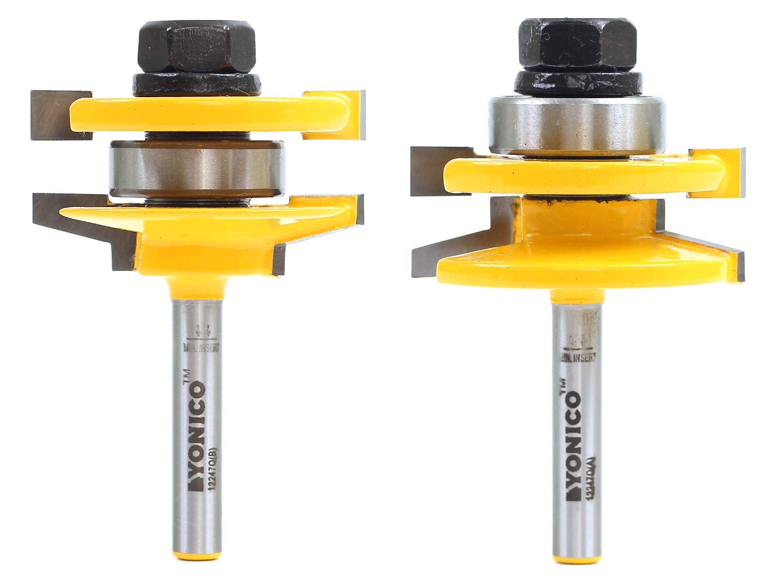Yonico 12247q Bevel 2 Bit Rail and Stile Router Bit Set 1/4-Inch Shank