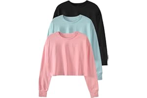 Cosy Pyro Womens Long Sleeve Crop Tops Athletic Casual Cropped Cotton Workout Sweatshirt with Thumb Hole