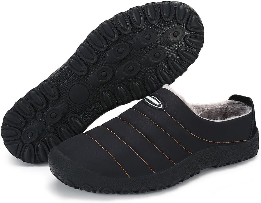 ASUGE Womens Mens House Slippers Hard Sole Non-Slip Indoor Outdoor Fur Lined Winter Slippers