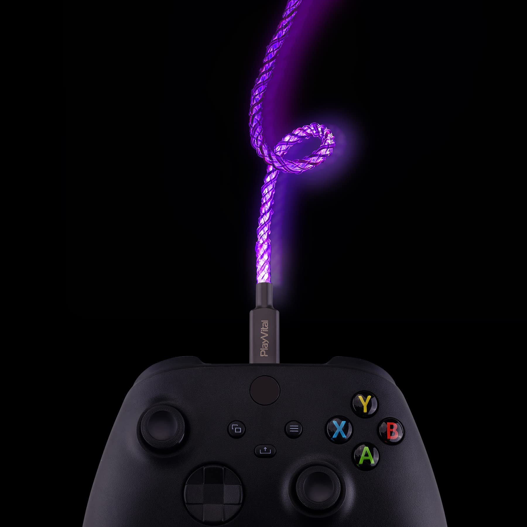 playvital 3.28FT Illuminated Charging Cable for ps5 Controller, USB Type C Charging Cord for Gamepad, Universal LED Light Up Data Cord for Xbox Core/Elite Series 2 / Switch Pro Controller