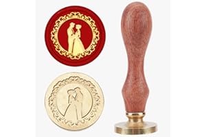 MAYJOYDIY Vintage Wedding Couple Wax Seal Stamp Romantic Bride Groom Sealing Wax Stamp 25mm Removable Brass Stamp Head with Wood Handle for Wedding Invitation Card Envelopes Gift Wrapping Wine Package