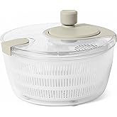 Amazon Basics Salad Spinner with Non-Skid Base and Spin Knob, Removable Basket Colander, 4.2 qt., BPA-Free, Linen Gray