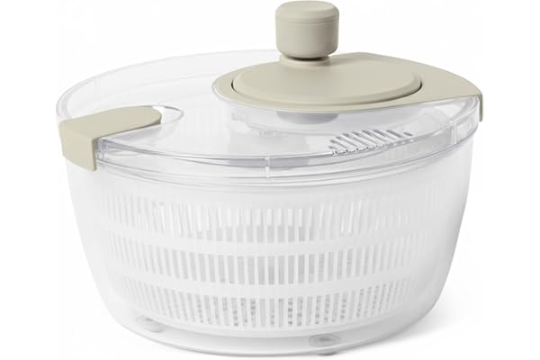 Amazon Basics Salad Spinner, BPA-Free, 4L, Linen Gray