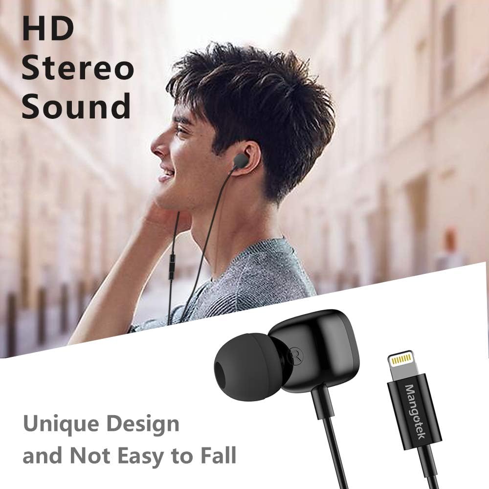 Mangotek Lightning Headphones for Apple Earbuds Wired iPhone Headphones with Microphone MFi Earphones Ear Buds Earphone Earpods Connector for iPhone 12/12 Pro/12 Mini/SE/11 Pro Max/10/X/XS/XR/7/8 Plus: Home Audio & Theater