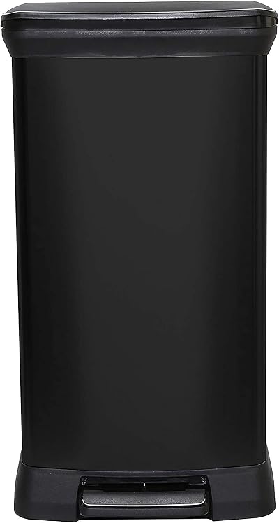 CURVER Kitchen Bin Plastic Black 50L Pedal Soft Close UK Made 39x29x73