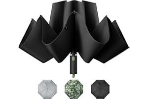 BENEUNDER Travel Compact Umbrellas for Rain - Inverted Reverse Folding Umbrella - 45in/115cm Heavy Duty Windproof Automatic Umbrella for 2-3 People
