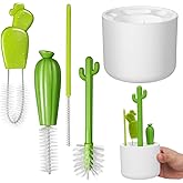 FOMIYES Multi-Function Cleaning Brush Set for Bottles Cup Lid Gap Cleaning Tools Lightweight Practical Cactus Design for Kettles Plates More White Set
