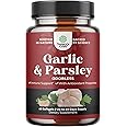 Concentrated Odorless Garlic Softgels - Parsley Extract & Aged Garlic Supplements for High Blood Pressure, Digestion, Immune Support & Liver Detox - Parsley Softgels for Gut Support - 60 Ct