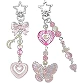 Nalefow 2 Pieces Cute Keychain Sweet Strawberry Keychain Aesthetic Y2K Accessory Flowers Keychains for Car Keys Bags Purse