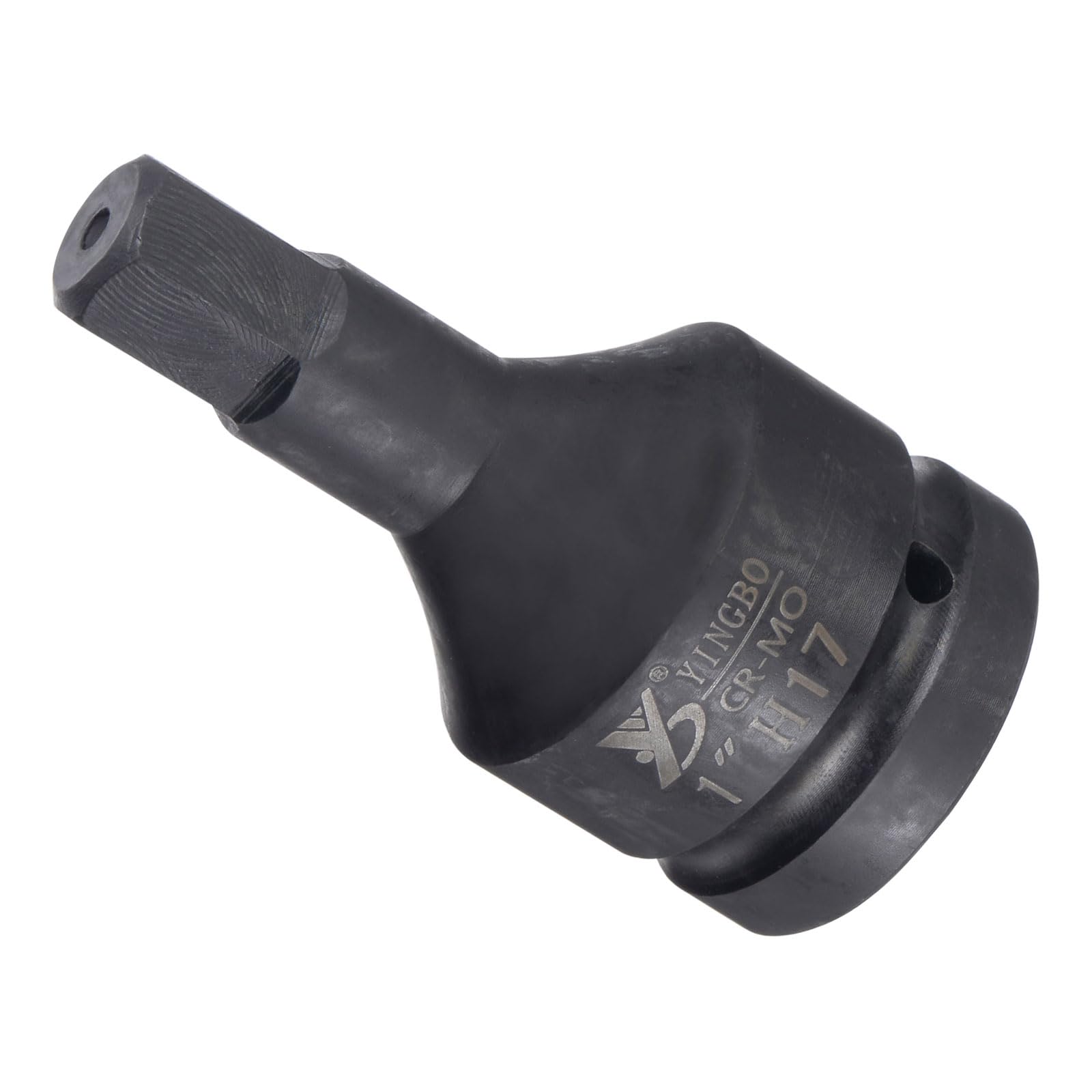CoCud Impact Hex Bit Socket, 17mm Hex Bit 1" Square Drive 98mm Length, CR-MO Chamfer Design Pin Hole Metric Hex Socket - (Applications: for Automotive Electric Repair)