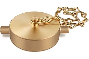 AquaNPT Brass Fire Hose Connection Cap, 1-1/2" NST(NH) Fire Hydrant Adapter Cap with Chain and Pin Lug, Water Hydrant Equipment Connector Cover