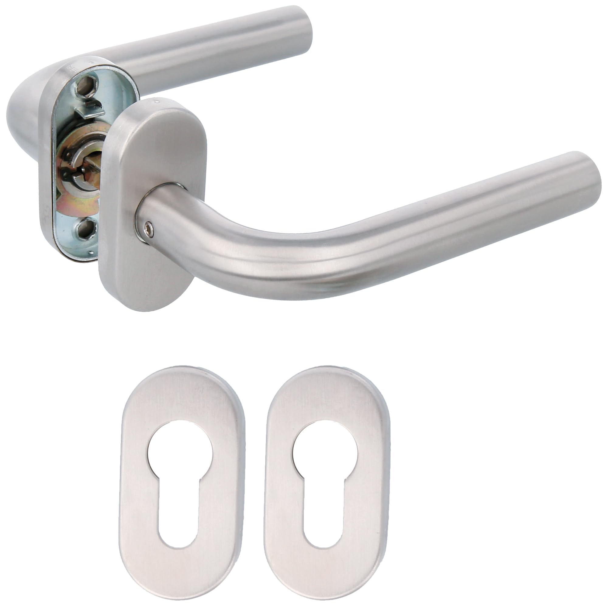 Amig - 9954 Handle Set, 4 Inches | 2-Pack with Matte Finish and Keyholes | Durable 18/8 Stainless Steel, Rust-Resistant | Easy Install, Includes Screws, Matte Steel, Stainless Steel