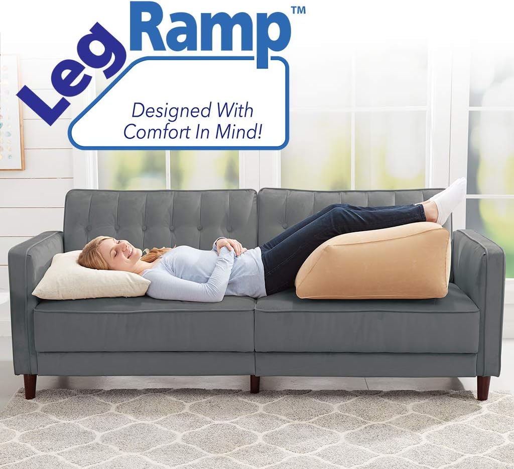 BulbHead Ramp Must-Have Elevating Rest Relieves Leg, Hip and Knee Pain, Improves Circulation, Reduces Swelling-Inflatable Bed Wedge Pillow, Beige: Home & Kitchen