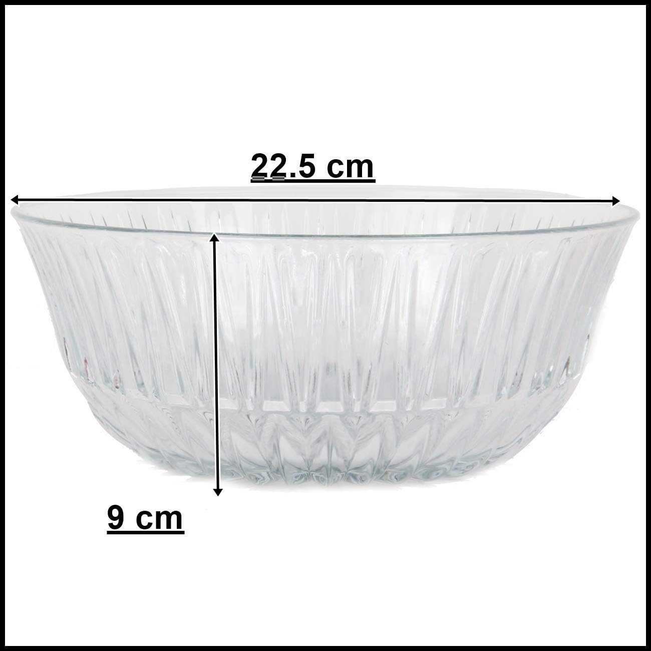 LAV Glass Serving Ridged Desert Dish Decorative Tableware Trifle Bowl, Transparent, 2200Cc, Clear, 23 cm (Round) - Image 3
