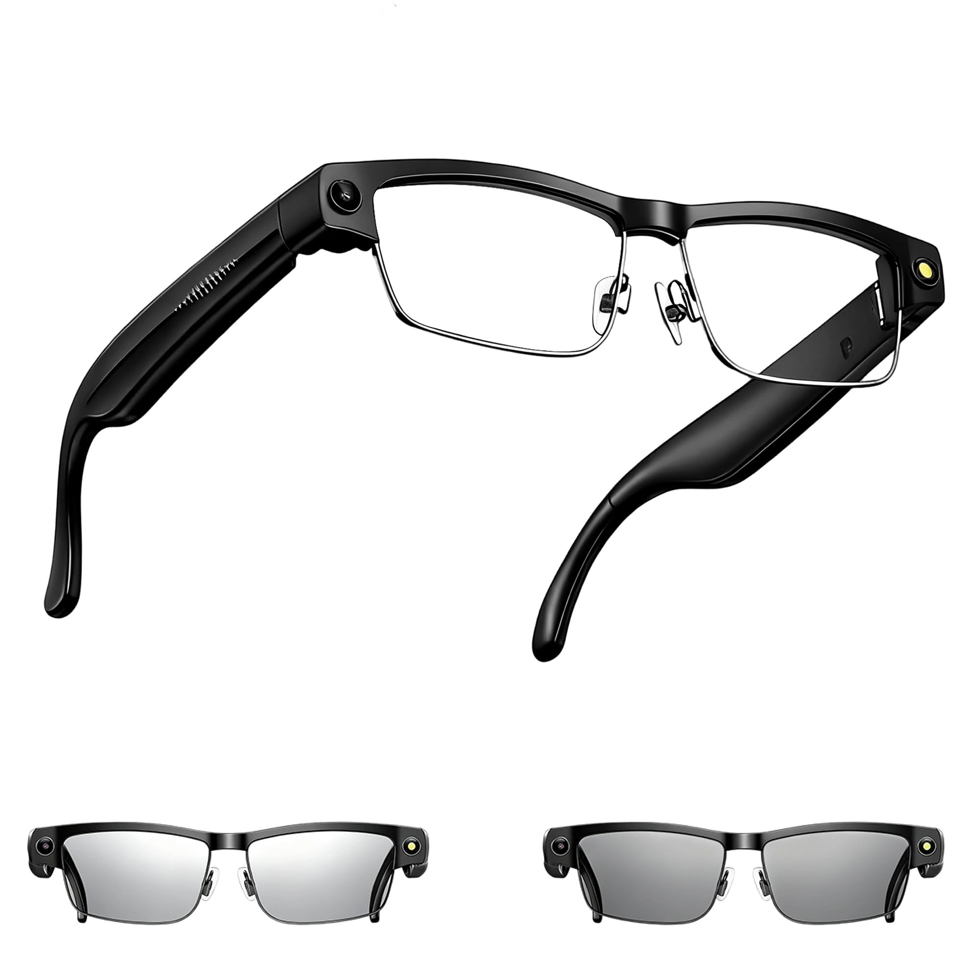 Photo 1 of MSCGLYXGS AI Smart Glasses with Camera, 8MP HD Video Recording, Real-Time Translation, Voice Assistant, Open-Ear Audio, Metal Frame, Auto Color-Changing Lenses for Travel & Vlogging