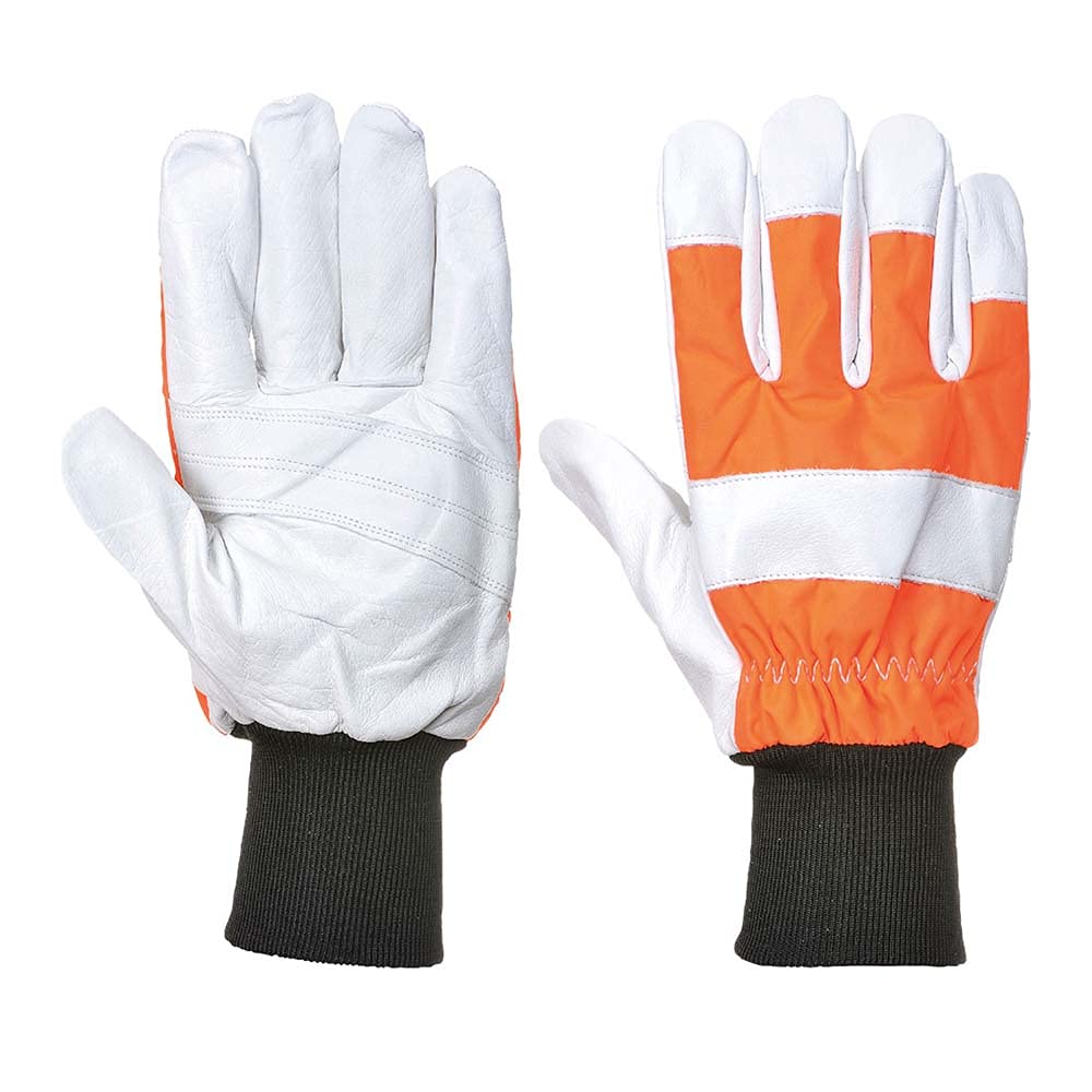 Portwest Oak Chainsaw Protective Glove (Class 0), Color: Orange, Size: L, A290ORRL