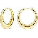 MILLA 14K Gold Plated Hoop Earrings | Small Silver Hoops | Thick Lightweight Chunky Hoop Earrings for Women
