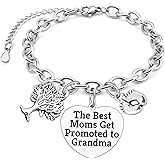 Gifts For First Time Grandparents 2026 Stainless Steel Bracelet Promoted To Grandma New Grandma Gifts for Nana Gigi Mimi 1st Time Pregnancy Announcement for Grandparents To Be Silver Chain Bracelet