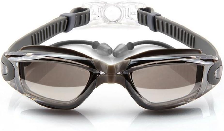 Swim Goggles Swimming Goggles For Adult Men Women Youth Kids Child, Triathlon Equipment, With Mirrored & Clear Anti-Fog, Waterproof, UV 400 Protection Lenses With Ear Plugs,Silver