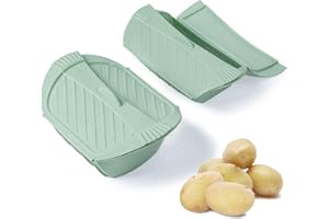 ESIE HOUZIE Microwave Steamer for Cooking, 2pcs Silicone Vegetable Steamer Large 50 oz & Small 25 oz with Draining Tray for Steaming Fresh & Frozen Food Veggie Fish, Dishwasher Safe Cookware(Green)