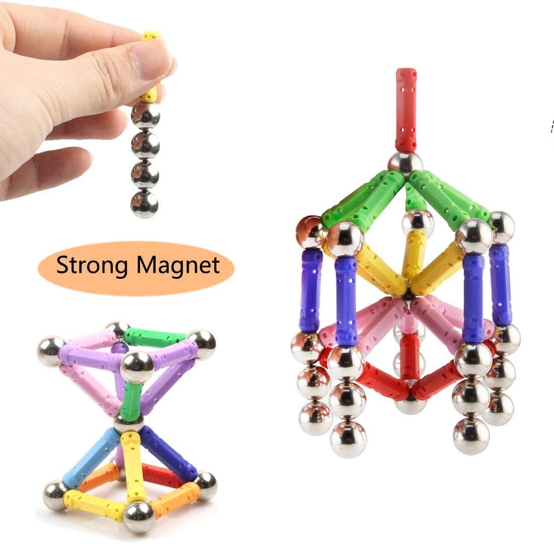 Veatree 150 Pcs Magnetic Building Sticks Blocks Toys, Magnet Educational Toys Magnetic Blocks Sticks Stacking Toys Set for Kids and Adult, Non-Toxic Building Toy 3D Puzzle with Storage Bag: Toys & Games