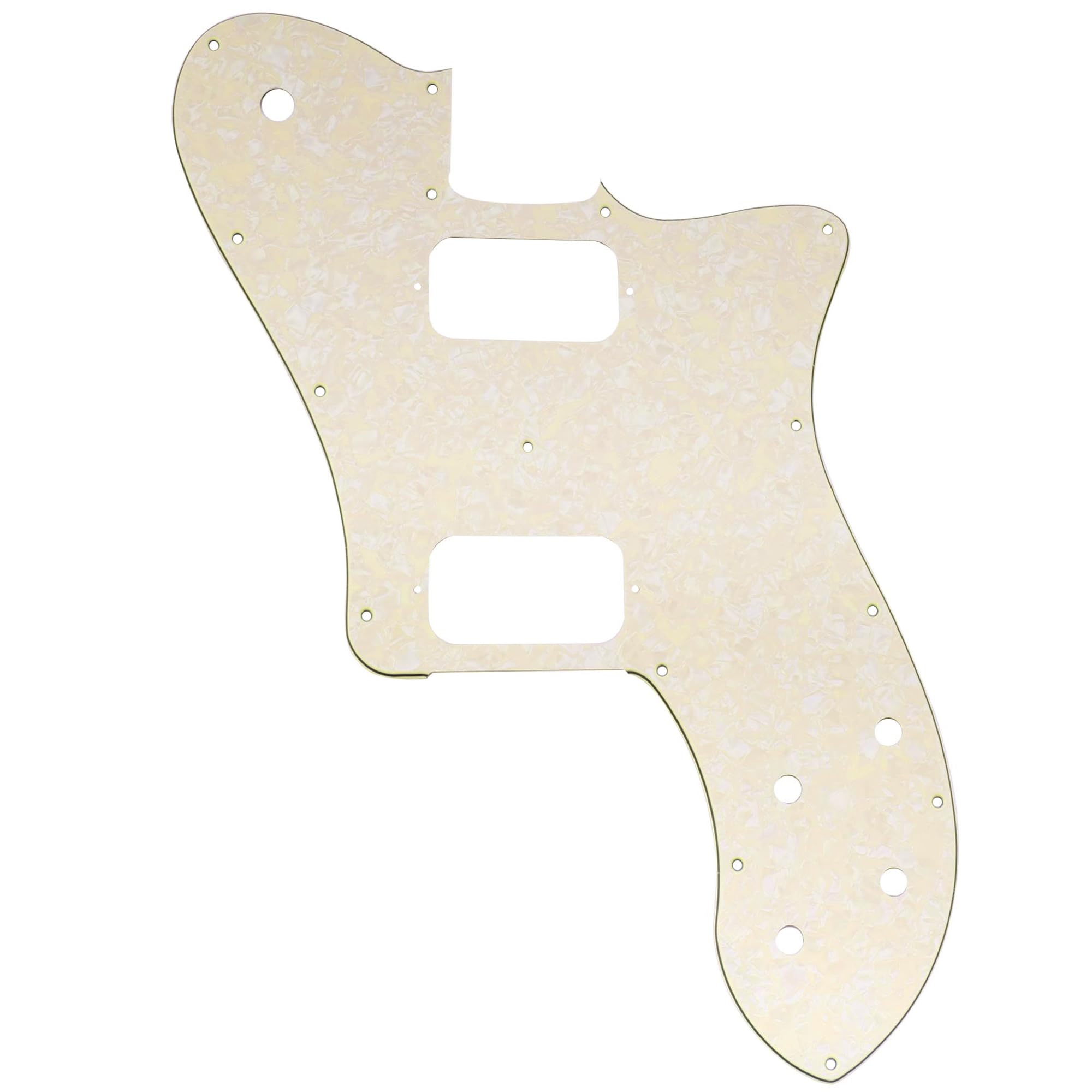 Musiclily Pro 15 Holes Uncovered HH Guitar Pickguard for Mexico Fender 72 Tele Deluxe Style Electric Guitar, 4Ply Aged White Pearl