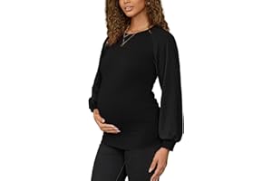 Bhome Maternity Sweatshirts Patchwork Cable Knit Long Sleeve Tops Crewneck Shirts Lightweight Sweaters
