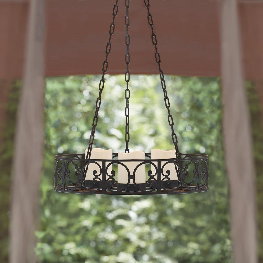 Outdoor European Style Chandelier Pillar Candle Holder Indoor Outdoor Sophisticated Modern Design and Look For Your Patio Outside Space