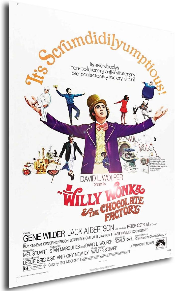 Instabuy Poster Willy Wonka E La Fabbrica Di Cioccolato 1971 Vintage Locandina Formato 42x30 Cm Amazon It Amazon It